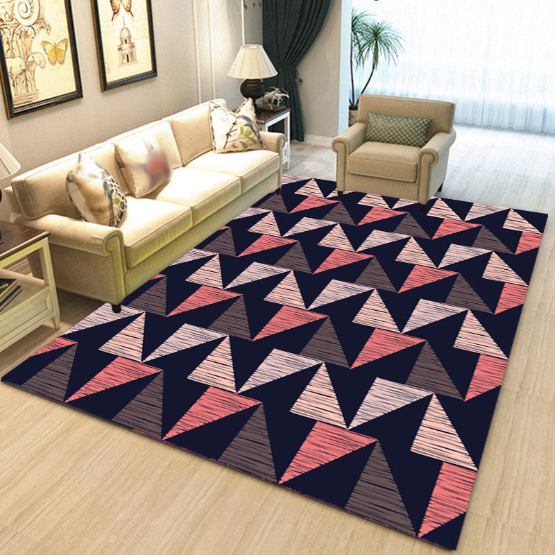 Black Bedroom Rug Modern Geometric Triangle Pattern Area Rug Polyester Stain-Resistant Carpet Clearhalo 'Area Rug' 'Modern' 'Rugs' Rug' 1693079