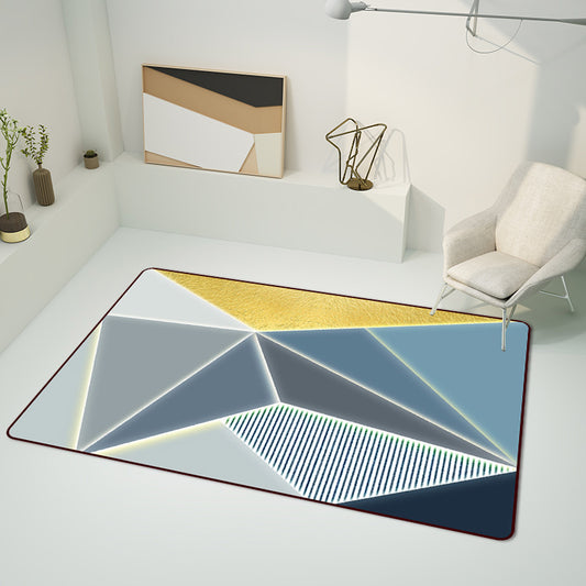 Blue Bedroom Rug Modern Color Block Geometry Pattern Area Rug Polyester Machine Washable Carpet Blue Clearhalo 'Area Rug' 'Modern' 'Rugs' Rug' 1693117