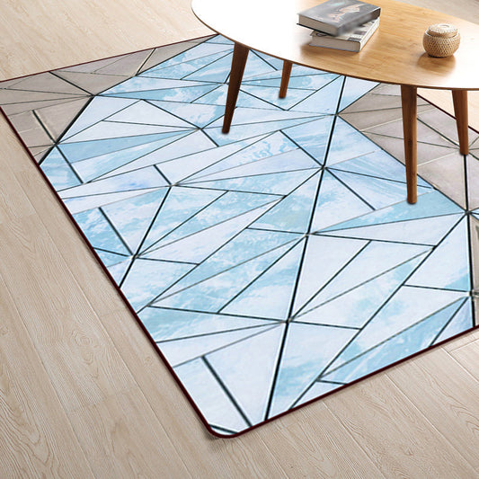 Simple Modern Rug in Blue Colorblock Triangle Pattern Rug Polyester Washable Carpet for Home Decoration Blue Clearhalo 'Area Rug' 'Modern' 'Rugs' Rug' 1693125