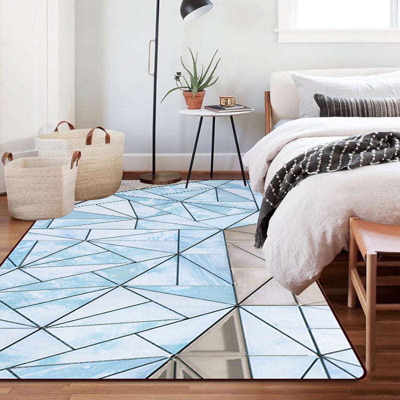 Simple Modern Rug in Blue Colorblock Triangle Pattern Rug Polyester Washable Carpet for Home Decoration Clearhalo 'Area Rug' 'Modern' 'Rugs' Rug' 1693126