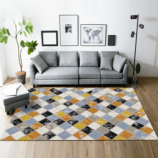 Yellow and Brown Bedroom Rug Modern Geometric Square Pattern Area Rug Polyester Stain-Resistant Carpet Yellow Clearhalo 'Area Rug' 'Modern' 'Rugs' Rug' 1693140