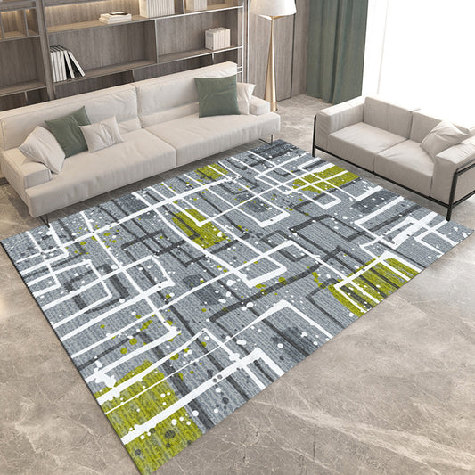 Simple Modern Rug in Grey and Brown Geometry Pattern Rug Polyester Stain-Resistant Carpet for Home Decoration Grey Clearhalo 'Area Rug' 'Modern' 'Rugs' Rug' 1693148