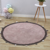 Casual Living Room Rug in Grey and Pink Plain Rug Polyester Machine Washable Anti-Slip Area Rug