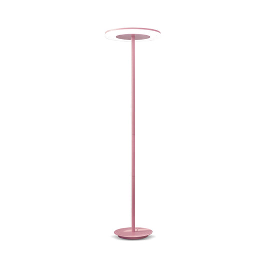 Acrylic Disc Shaped Stand Up Lamp Macaron Style LED Floor Lighting with Slender Tubular Stem in Pink/Yellow, Warm/White Light Clearhalo 'Floor Lamps' 'Lamps' Lighting' 169319