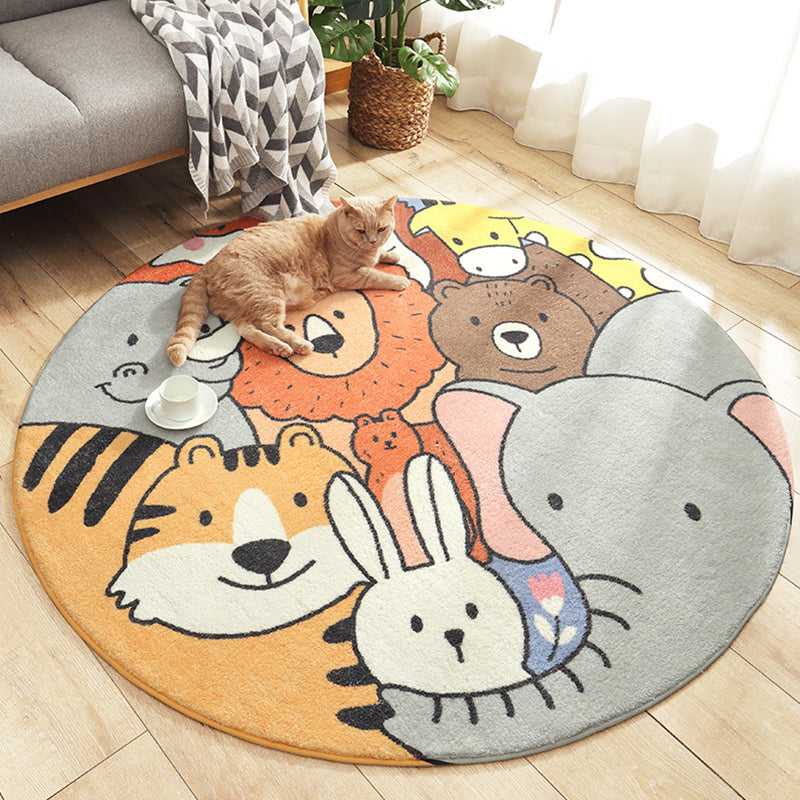Stylish Kids Rug in Green and Brown Animal Cat Leopard Rabbit Pattern Rug Wool Washable Carpet for Children's Room Grey Clearhalo 'Area Rug' 'Rug' 1693231