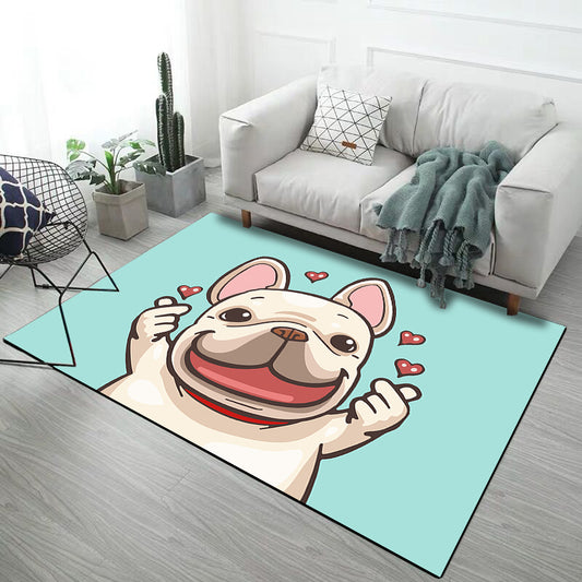 Stylish Kids Rug in Pink and Grey Animal Unicorn Rabbit Dog Pattern Rug Polyester Non-Slip Carpet for Children's Room Blue