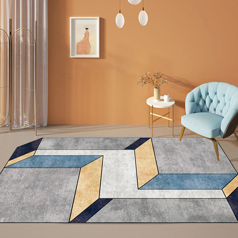 Novelty Living Room Irregular Rug in Grey Color Block Cubic Print Rug Polyester Machine Washable Area Rug Clearhalo 'Area Rug' 'Rug' 1693289