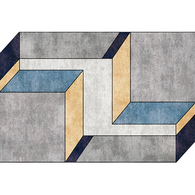 Novelty Living Room Irregular Rug in Grey Color Block Cubic Print Rug Polyester Machine Washable Area Rug Clearhalo 'Area Rug' 'Rug' 1693290