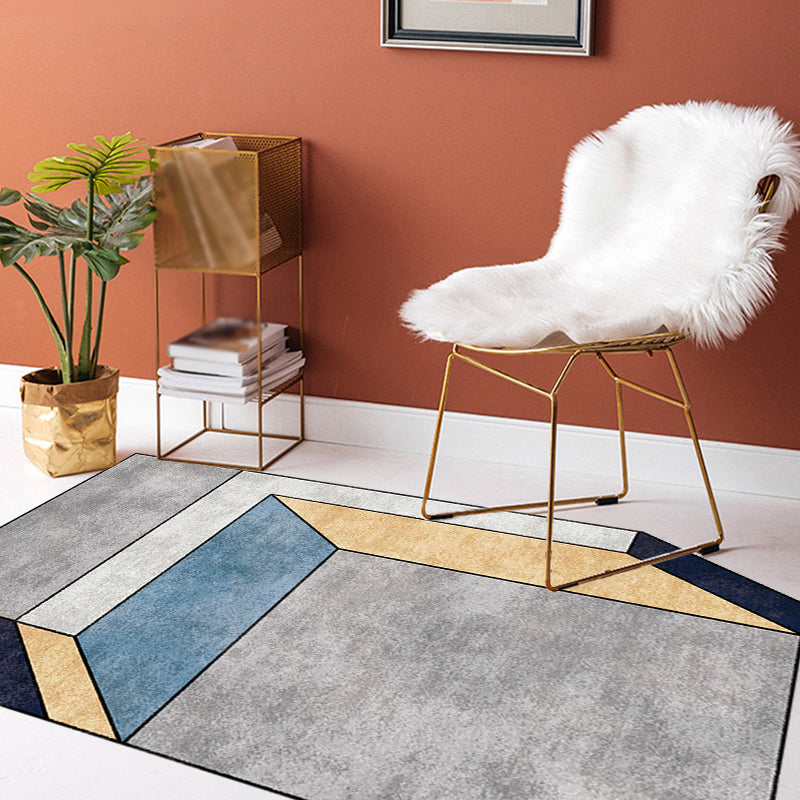 Novelty Living Room Irregular Rug in Grey Color Block Cubic Print Rug Polyester Machine Washable Area Rug Grey Design 2 Clearhalo 'Area Rug' 'Rug' 1693294