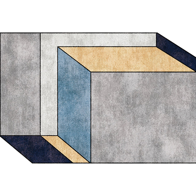 Novelty Living Room Irregular Rug in Grey Color Block Cubic Print Rug Polyester Machine Washable Area Rug Clearhalo 'Area Rug' 'Rug' 1693296