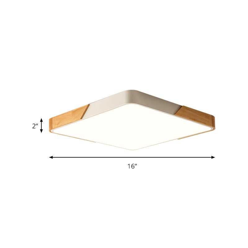 Bedroom Ceiling Light Square, Nordic Green Flush Mount Lighting with Wood and Acrylic Shade for Children Clearhalo 'Ceiling Lights' 'Close To Ceiling Lights' 'Close to ceiling' 'Flush mount' Lighting' 169330