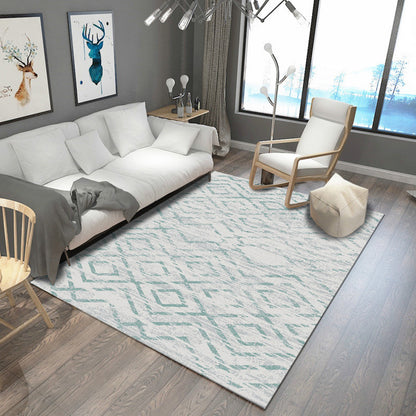 Modern Living Room Rug in Grey and Blue Abstract Print Rug Polyester Anti-Slip Backing Area Rug White Clearhalo 'Area Rug' 'Modern' 'Rugs' Rug' 1693397