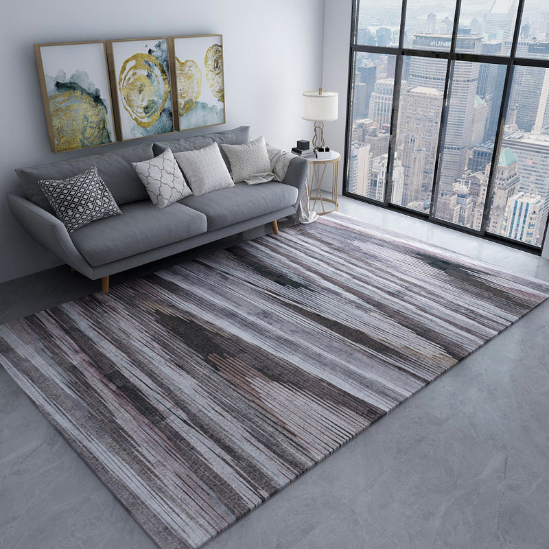 Modern Living Room Rug in Brown and Purple Abstract Stripe Print Rug Polyester Pet Friendly Area Rug Dark Brown Clearhalo 'Area Rug' 'Modern' 'Rugs' Rug' 1693410