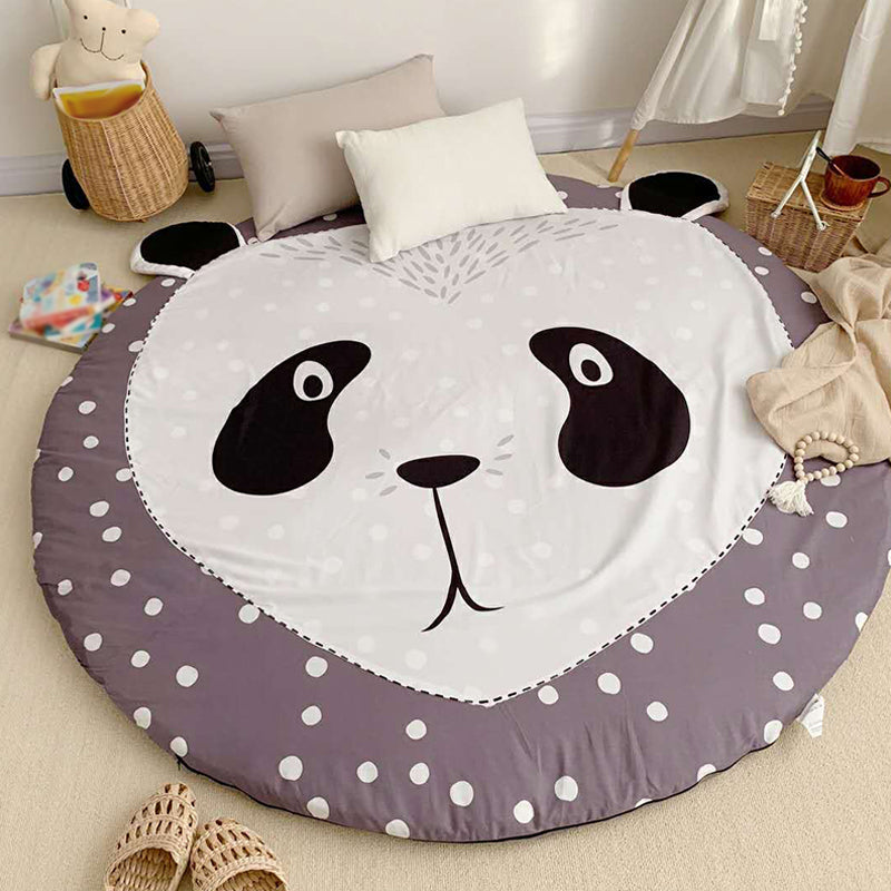Kids Child's Room Rug in Grey Animal Sheep Rabbit Panda Print Rug Cotton Stain-Resistant Area Rug Grey 4'11" x 4'11" Design 4 Clearhalo 'Area Rug' 'Rug' 1693551