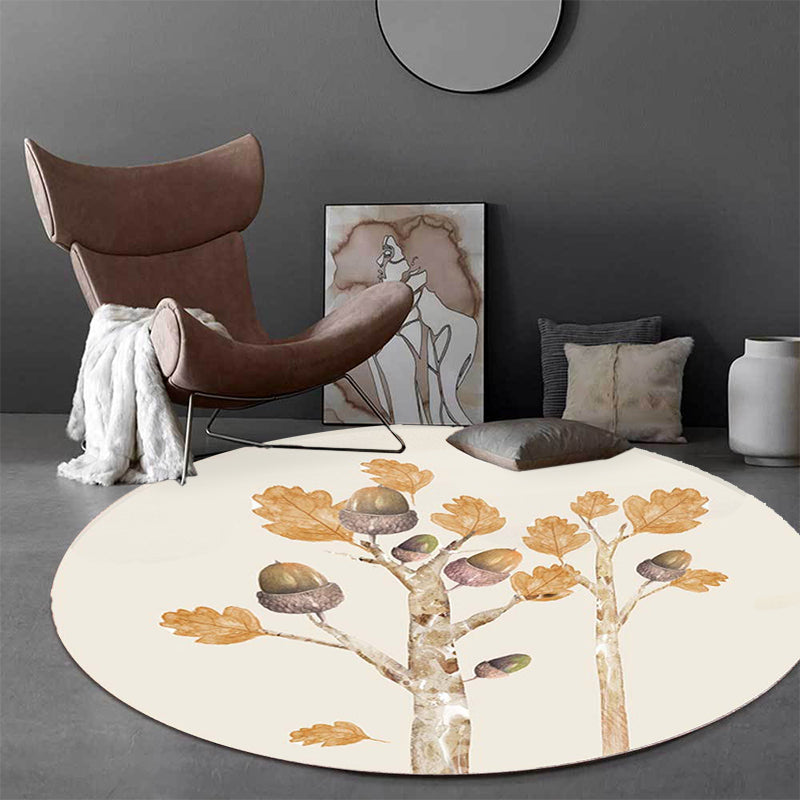 Casual Kids Rug in Ivory Botanical Tree Pattern Rug Polyester Pet Friendly Carpet for Children's Room Clearhalo 'Area Rug' 'Rug' 1693581