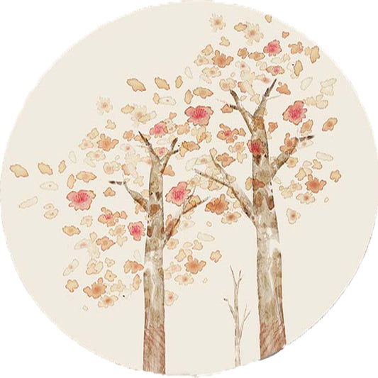 Casual Kids Rug in Ivory Botanical Tree Pattern Rug Polyester Pet Friendly Carpet for Children's Room