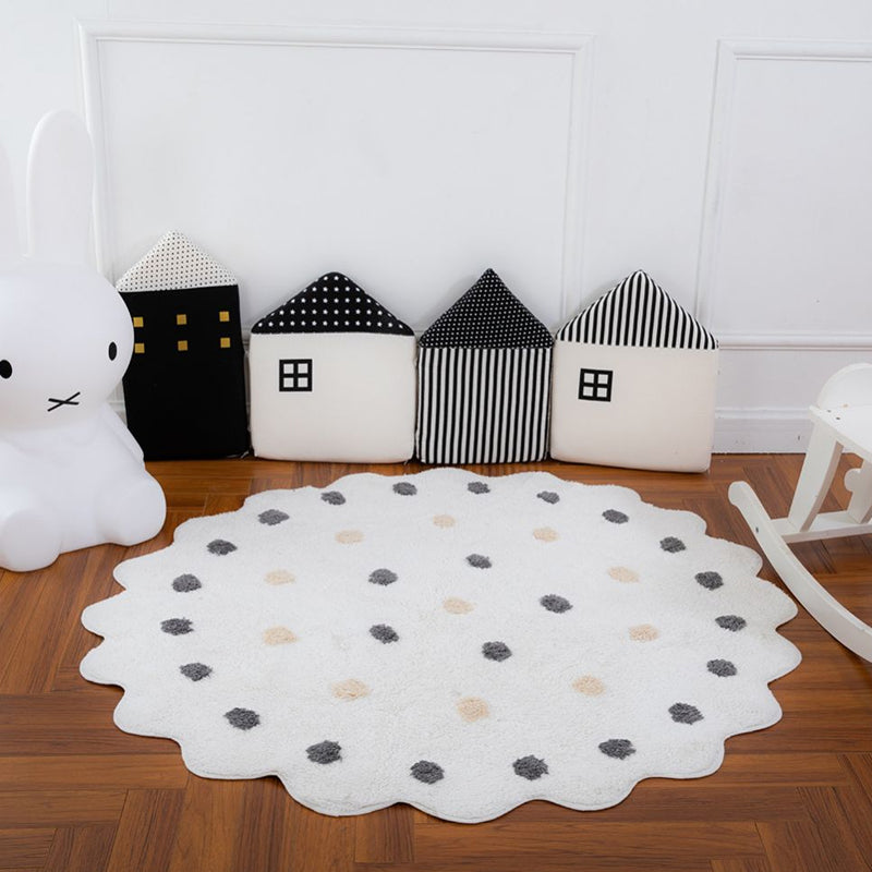 White and Brown Irregular Rug Nursery Kids Polka Dots Pattern Area Rug Polyester Stain-Resistant Carpet Clearhalo 'Area Rug' 'Casual' 'Rugs' Rug' 1693591