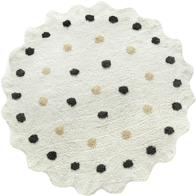 White and Brown Irregular Rug Nursery Kids Polka Dots Pattern Area Rug Polyester Stain-Resistant Carpet Clearhalo 'Area Rug' 'Casual' 'Rugs' Rug' 1693592