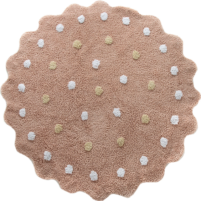 White and Brown Irregular Rug Nursery Kids Polka Dots Pattern Area Rug Polyester Stain-Resistant Carpet Clearhalo 'Area Rug' 'Casual' 'Rugs' Rug' 1693596