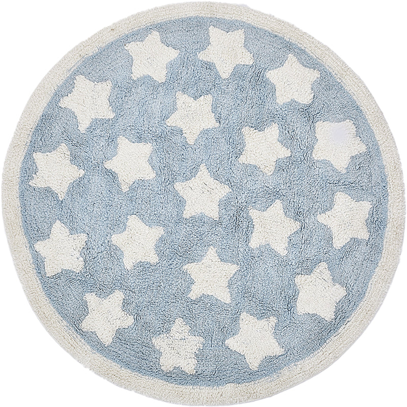 Kids Child's Room Rug in Blue Geometric Star Print Rug Polyester Pet Friendly Washable Area Rug Clearhalo 'Area Rug' 'Casual' 'Rugs' Rug' 1693599