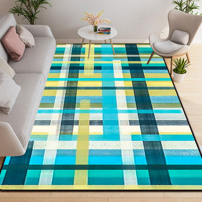 Modern Living Room Rug in Blue and Purple Abstract Stripe Print Rug Polyester Non-Slip Washable Area Rug Yellow Clearhalo 'Area Rug' 'Modern' 'Rugs' Rug' 1693618