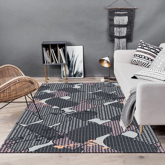 Grey Bedroom Rug Modern Abstract Stripe Twisted Line Pattern Area Rug Polyester Anti-Slip Backing Carpet Grey Clearhalo 'Area Rug' 'Modern' 'Rugs' Rug' 1693708