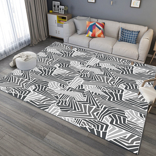 Modern Living Room Rug in Grey Abstract Twisted Line Print Rug Polyester Non-Slip Backing Area Rug Grey Clearhalo 'Area Rug' 'Modern' 'Rugs' Rug' 1693726