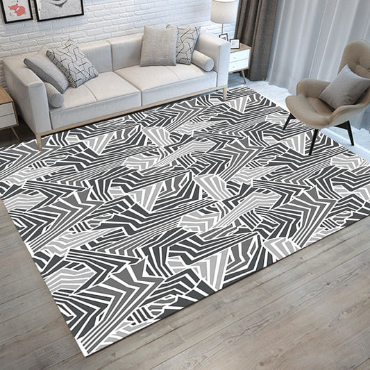 Modern Living Room Rug in Grey Abstract Twisted Line Print Rug Polyester Non-Slip Backing Area Rug Clearhalo 'Area Rug' 'Modern' 'Rugs' Rug' 1693727