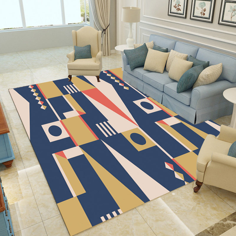Casual Modern Rug in Blue and Yellow Colorblock Geometry Pattern Rug Polyester Non-Slip Carpet for Home Decoration Yellow Clearhalo 'Area Rug' 'Modern' 'Rugs' Rug' 1693750