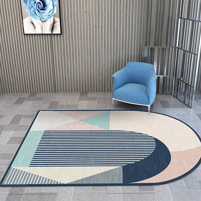 Minimalist Novelty Irregular Rug in Blue and Red Colorblock Pattern Rug Polyester Non-Slip Carpet for Home Decoration Blue Clearhalo 'Area Rug' 'Rug' 1693758