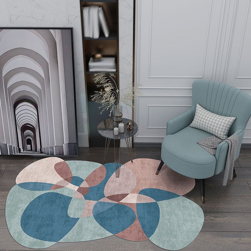 Novelty Living Room Irregular Rug in Grey and Blue Color Block Print Rug Polyester Non-Slip Backing Area Rug Green Clearhalo 'Area Rug' 'Rug' 1693793