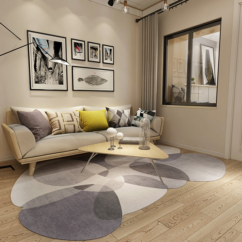 Novelty Living Room Irregular Rug in Grey and Blue Color Block Print Rug Polyester Non-Slip Backing Area Rug Grey Clearhalo 'Area Rug' 'Rug' 1693802