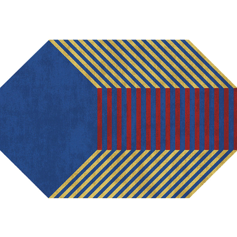 Blue Irregular Bedroom Rug Novelty Color Block Stripe Pattern Area Rug Polyester Stain-Resistant Carpet Clearhalo 'Area Rug' 'Rug' 1693805