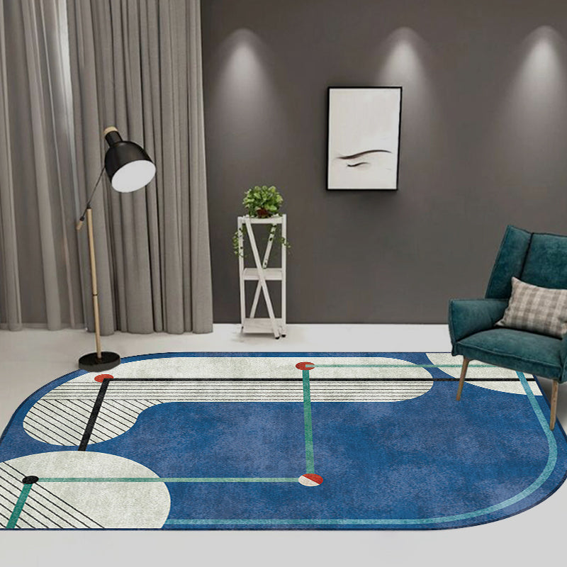 Blue and Green Irregular Rug Bedroom Novelty Color Block Stripe Dots Pattern Area Rug Polyester Anti-Slip Carpet Clearhalo 'Area Rug' 'Rug' 1693822