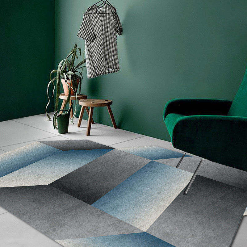 Novelty Living Room Irregular Rug in Pink and Blue Color Block Cuboid Print Rug Polyester Non-Slip Area Rug Blue Clearhalo 'Area Rug' 'Rug' 1693836