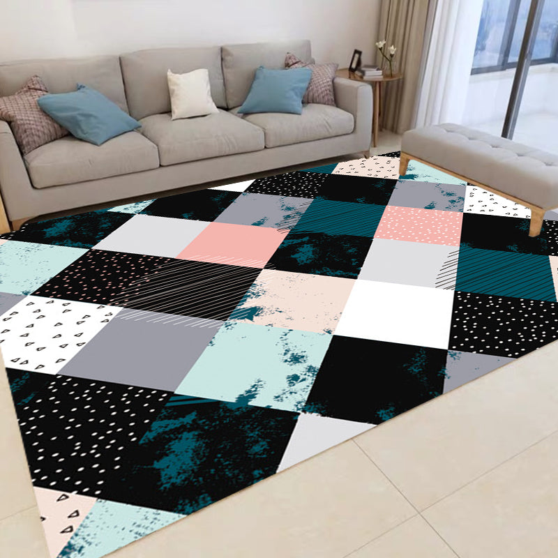 Multicolored Bedroom Rug Modern Geometric Square Pattern Area Rug Polyester Washable Pet Friendly Carpet Clearhalo 'Area Rug' 'Modern' 'Rugs' Rug' 1693848