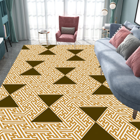 Yellow Bedroom Rug Modern Triangle Maze Pattern Area Rug Polyester Stain-Resistant Carpet Clearhalo 'Area Rug' 'Modern' 'Rugs' Rug' 1693856