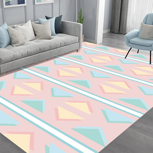 Contemporary Modern Rug in Pink Triangle Pattern Rug Polyester Stain-Resistant Carpet for Home Decoration Clearhalo 'Area Rug' 'Modern' 'Rugs' Rug' 1693864