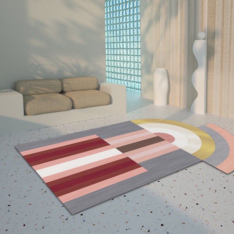 Red and Grey Irregular Rug Bedroom Novelty Color Block Pattern Area Rug Polyester Non-Slip Backing Carpet Red Clearhalo 'Area Rug' 'Rug' 1693879