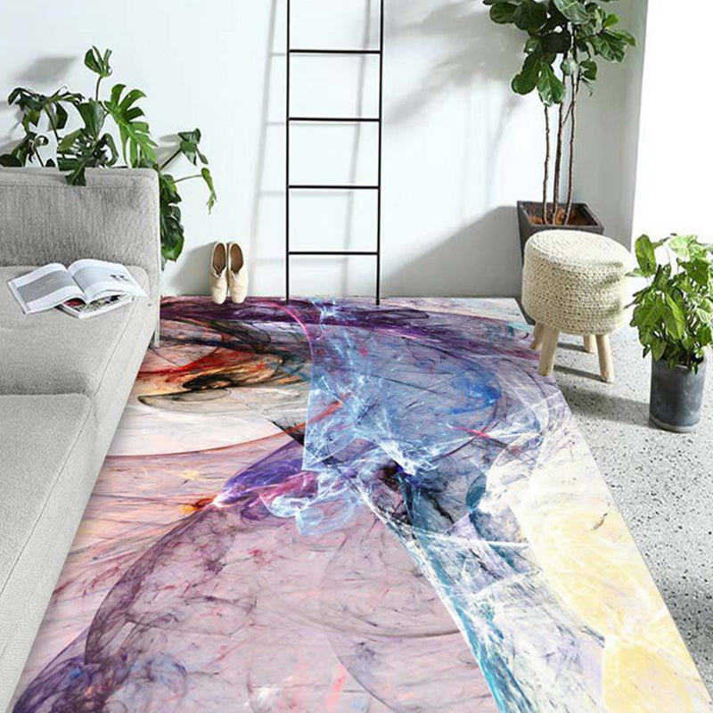 Modern Living Room Rug in Orange and Purple Abstract Painting Print Rug ...