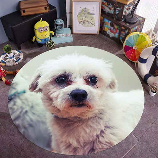Pink and Red Nursery Rug Kids Animal Dog Pattern Area Rug Polyester Non-Slip Backing Carpet Grey