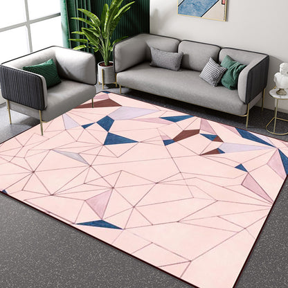 Modern Living Room Rug in Pink Color Block Irregular Shape Print Rug Polyester Pet Friendly Area Rug Pink Clearhalo 'Area Rug' 'Modern' 'Rugs' Rug' 1694103
