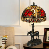 Stained Glass Bronze Desk Lamp Bowl 1-Bulb Vintage Night Table Light with Boy on Horse Deco Bronze Clearhalo 'Lamps' 'Table Lamps' Lighting' 1694115