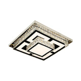 Simplicity LED Flush Mount Lamp Nickel Squared Close to Ceiling Light with Crystal Block Shade Clearhalo 'Ceiling Lights' 'Close To Ceiling Lights' 'Close to ceiling' 'Flush mount' Lighting' 1694130