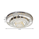 Chrome LED Round Flush Mount Lighting Modernist Faceted Crystal Ceiling Fixture in Warm/White Light, 19.5"/31.5" Wide - Clearhalo - 'Ceiling Lights' - 'Close To Ceiling Lights' - 'Close to ceiling' - 'Flush mount' - Lighting' - 1694148