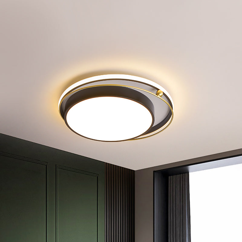 Ringed Flush Mount Light Modernist Acrylic LED Black and Gold Ceiling Mounted Fixture, 16"/19.5" Width Clearhalo 'Ceiling Lights' 'Close To Ceiling Lights' 'Close to ceiling' 'Flush mount' Lighting' 1694150