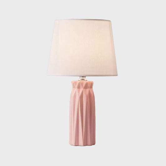 Fabric Cone Reading Light Modernism 1-Bulb Pink/Blue Night Table Lamp with Ceramic Base Clearhalo 'Lamps' 'Table Lamps' Lighting' 1694161