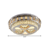 Crystal Round Flush Mount Lamp Simple LED Close to Ceiling Light in Stainless-Steel with Diamond Design