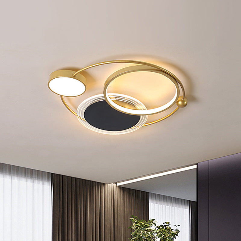 Round/Oval Bedroom Flush Mount Light Acrylic LED Modernism Ceiling Mounted Fixture in Gold Clearhalo 'Ceiling Lights' 'Close To Ceiling Lights' 'Close to ceiling' 'Flush mount' Lighting' 1694192