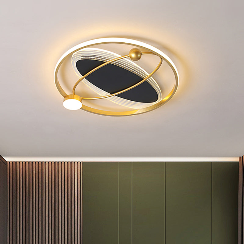 Round/Oval Bedroom Flush Mount Light Acrylic LED Modernism Ceiling Mounted Fixture in Gold Clearhalo 'Ceiling Lights' 'Close To Ceiling Lights' 'Close to ceiling' 'Flush mount' Lighting' 1694196